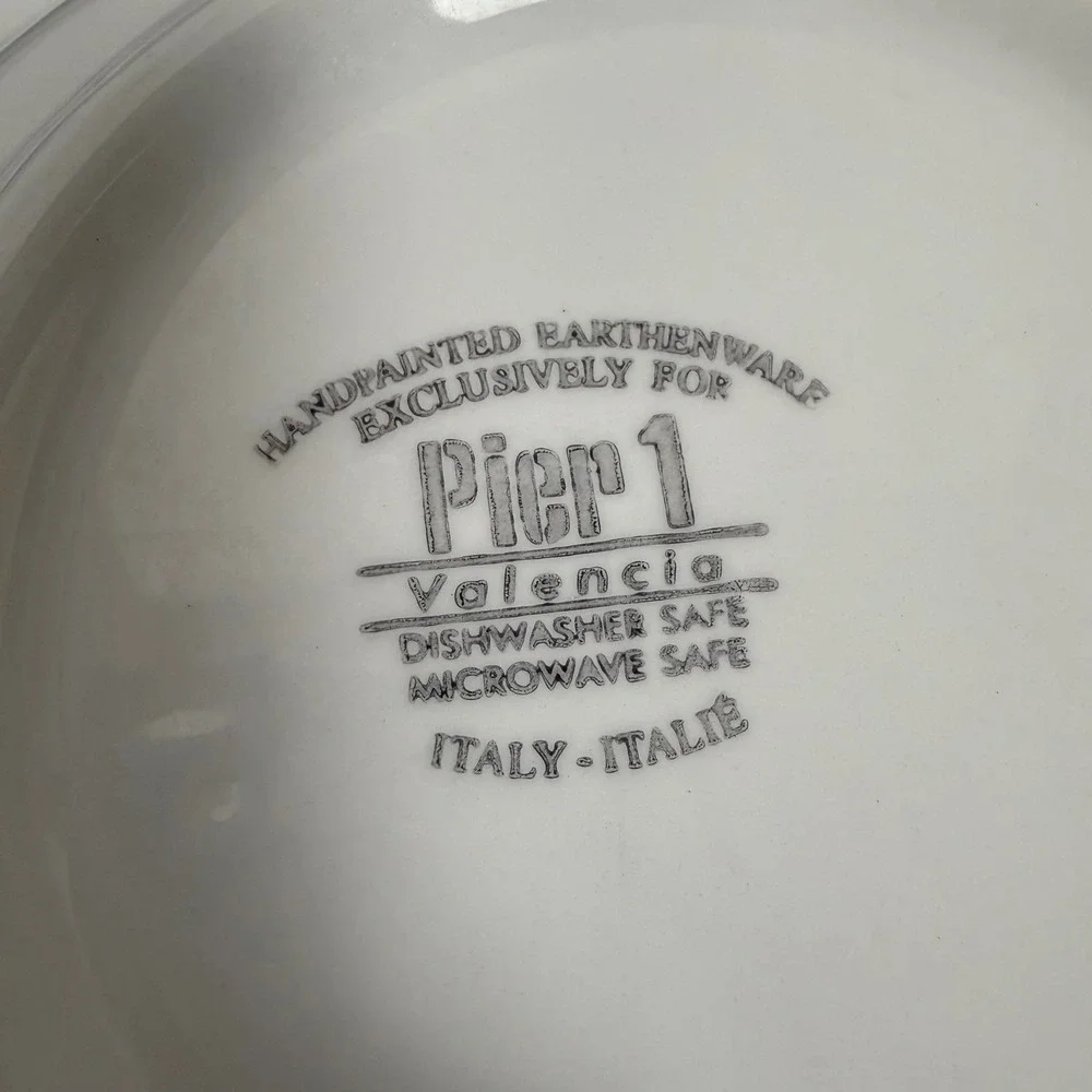 Set of 2x Pier 1 Valencia Bowls Handpainted Earthenware Made in Italy 8.25